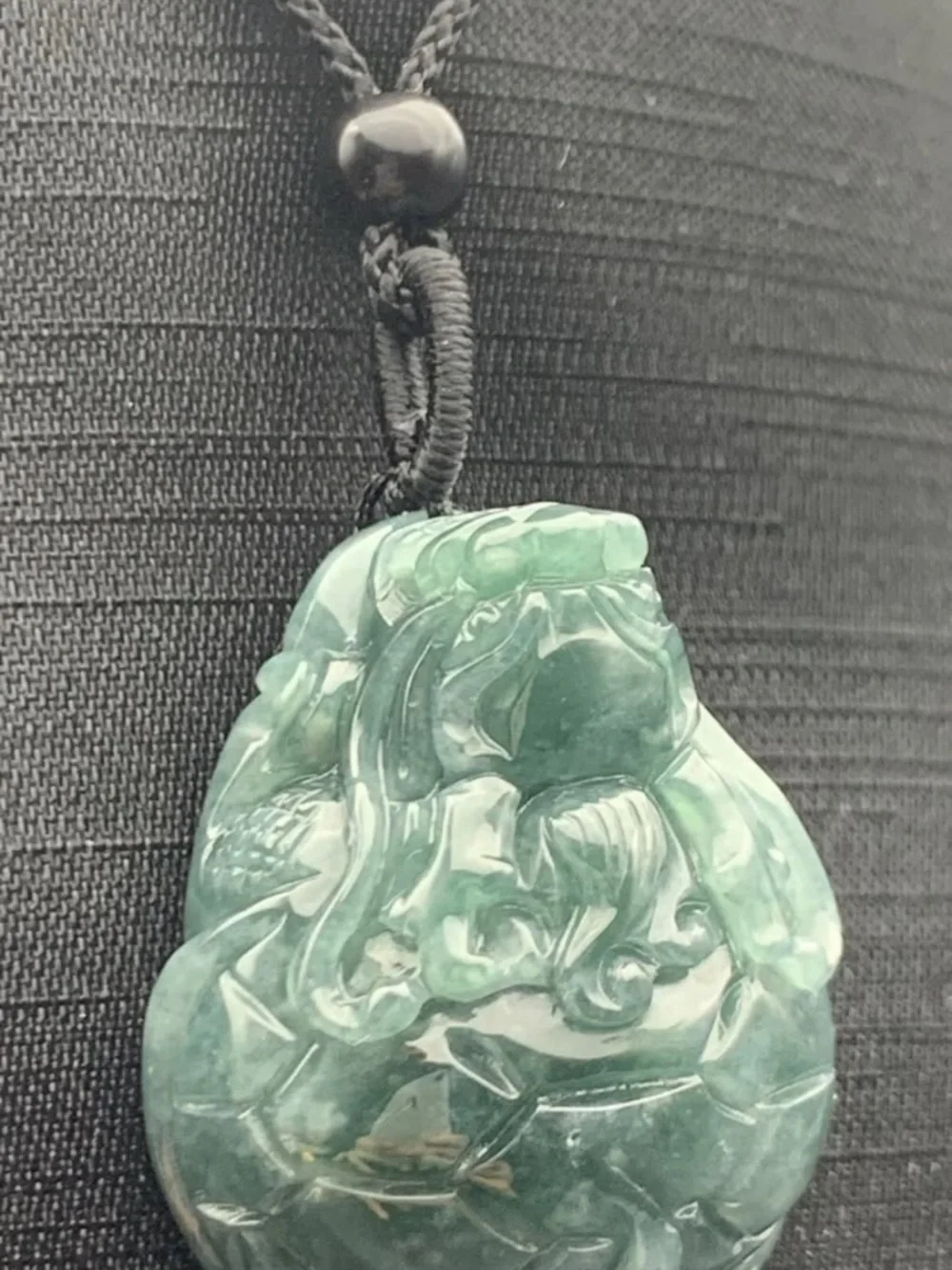 Certificate Jadeite jade green Peace Dragon Turtle Pendant